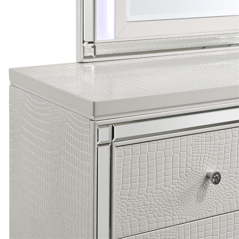 Pemberly Row Contemporary Solid Wood Dresser with 9 Drawers in White