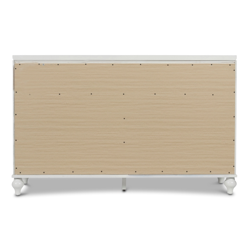 Pemberly Row Contemporary Solid Wood Dresser with 9 Drawers in White