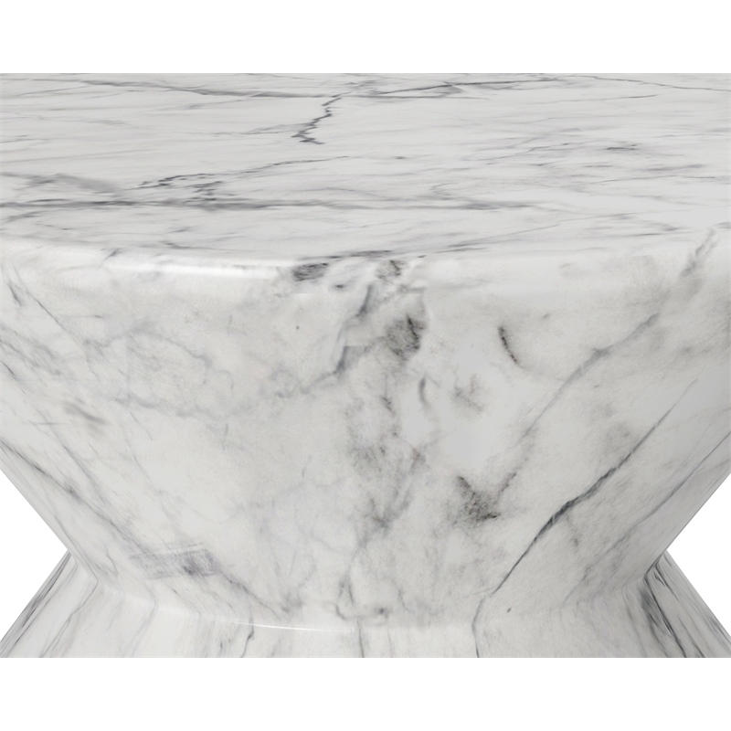Pemberly Row Union Concrete End Table - Marble Look in White