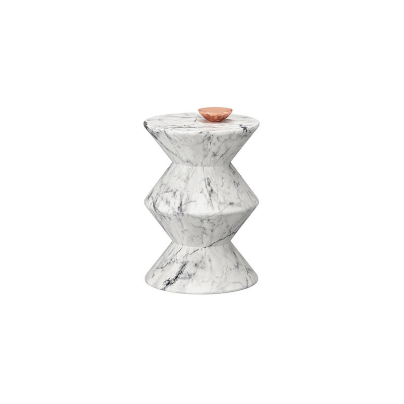 Pemberly Row Union Concrete End Table - Marble Look in White