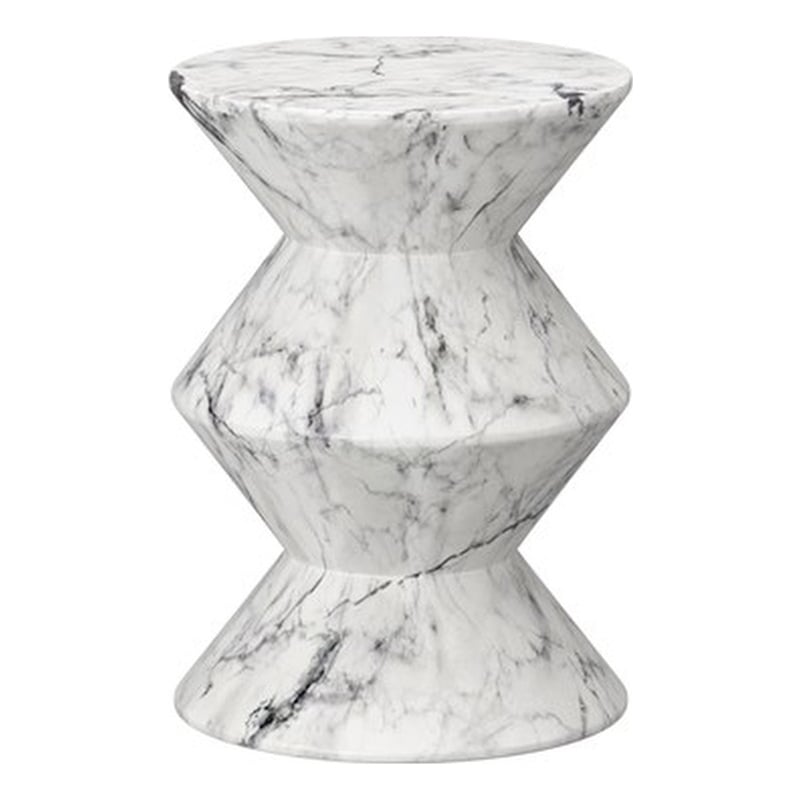 Pemberly Row Union Concrete End Table - Marble Look in White