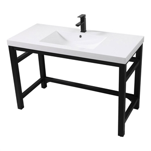 Pemberly Row 48&quot Resin & Metal Bathroom Vanity in Black/White