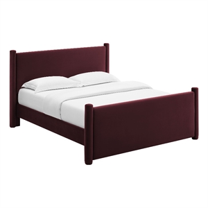 Pemberly Row Contemporary Wood King Platform Bed in Mulberry