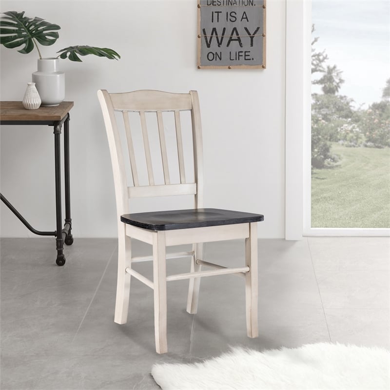Pemberly Row Dining Chairs - Set of 2 in European Black Ash/Antique White