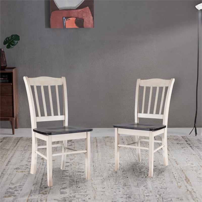 Pemberly Row Dining Chairs - Set of 2 in European Black Ash/Antique White
