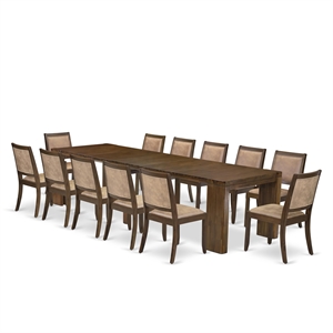 Pemberly Row 13-Piece Extendable Dining Set in Walnut Finish