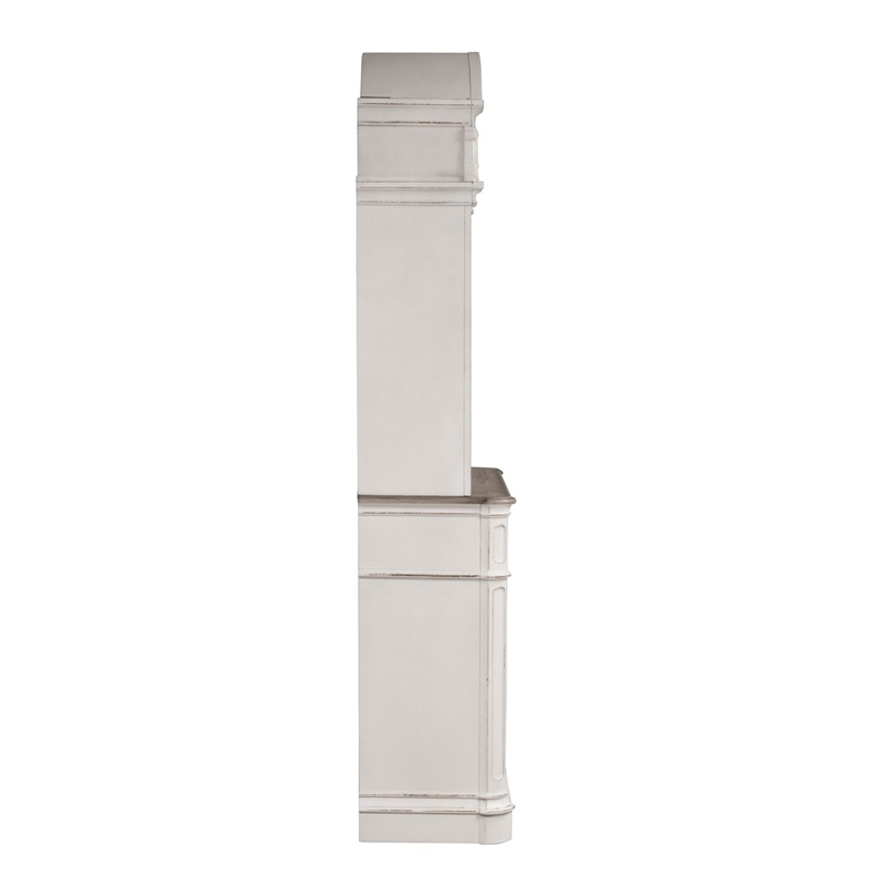 Pemberly Row Contemporary Wood Hutch & Buffet in White Finish