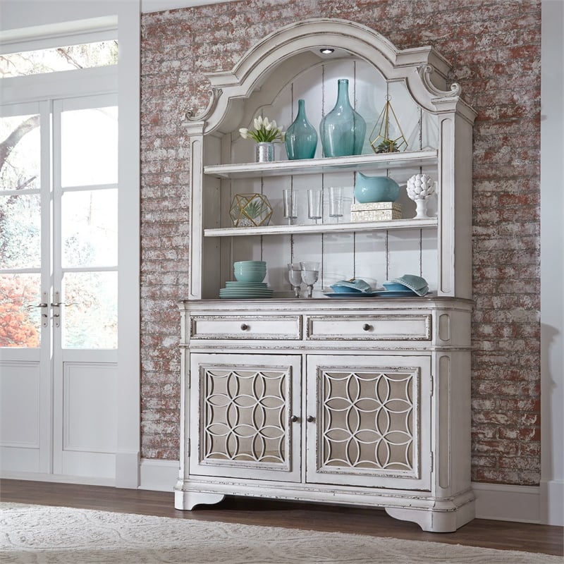 Pemberly Row Wood French & English Dovetail Construction Buffet in White
