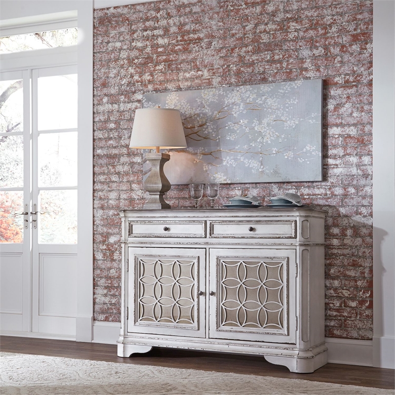 Pemberly Row Wood French & English Dovetail Construction Buffet in White