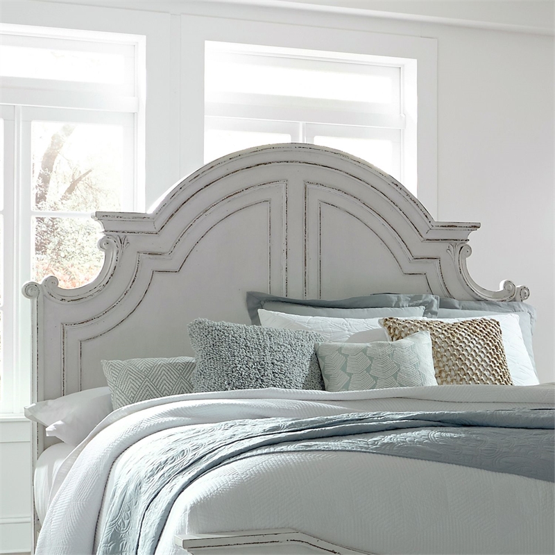 Pemberly Row Contemporary Wood Queen Panel Headboard in White