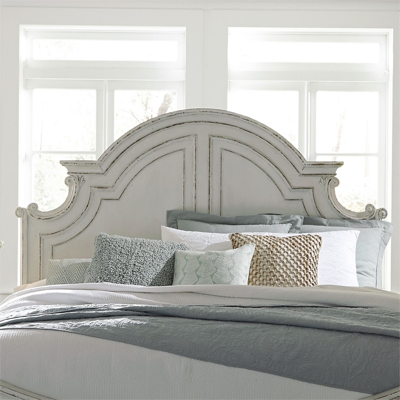 Pemberly Row Contemporary Wood King Panel Headboard in White