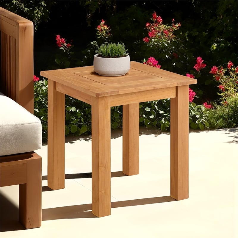 Pemberly Row Modern Teak Outdoor Square Side Table 22