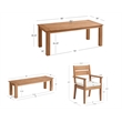 Pemberly Row 5Pc Set Teak Outdoor Table 2 Benches 2 Chairs & Cushions in Natural
