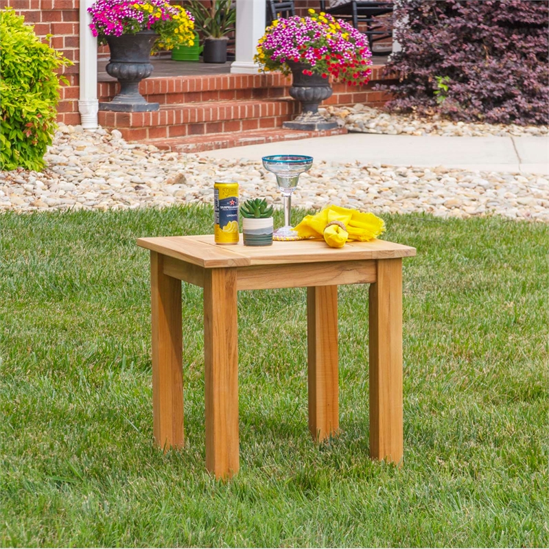 Pemberly Row 5Pc Set Teak Outdoor Sofa 2 Tables 2 Chairs & Cushions in Natural