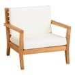 Pemberly Row 5Pc Set Teak Outdoor Sofa 2 Tables 2 Chairs & Cushions in Natural