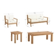 Pemberly Row 5Pc Set Teak Outdoor Sofa 2 Tables 2 Chairs & Cushions in Natural
