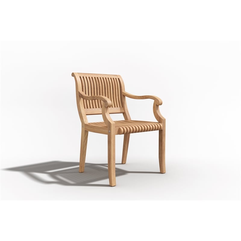 Pemberly Row Contemporary Premium Teak Outdoor Dining Armchair