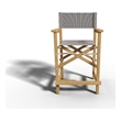 Pemberly Row Modern Teak Outdoor Counter Height Armchair in Taupe