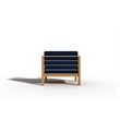 Pemberly Row Modern Teak Outdoor Club Chair with Navy Fabric Cushion
