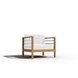 Pemberly Row Modern Teak Outdoor Club Chair with White Fabric Cushion