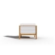 Pemberly Row Modern Teak Outdoor Club Chair with White Fabric Cushion