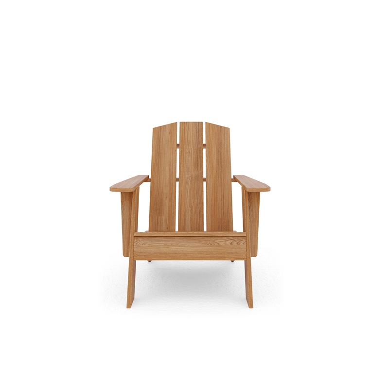Pemberly Row Contemporary Teak Outdoor Adirondack Lounge Chair