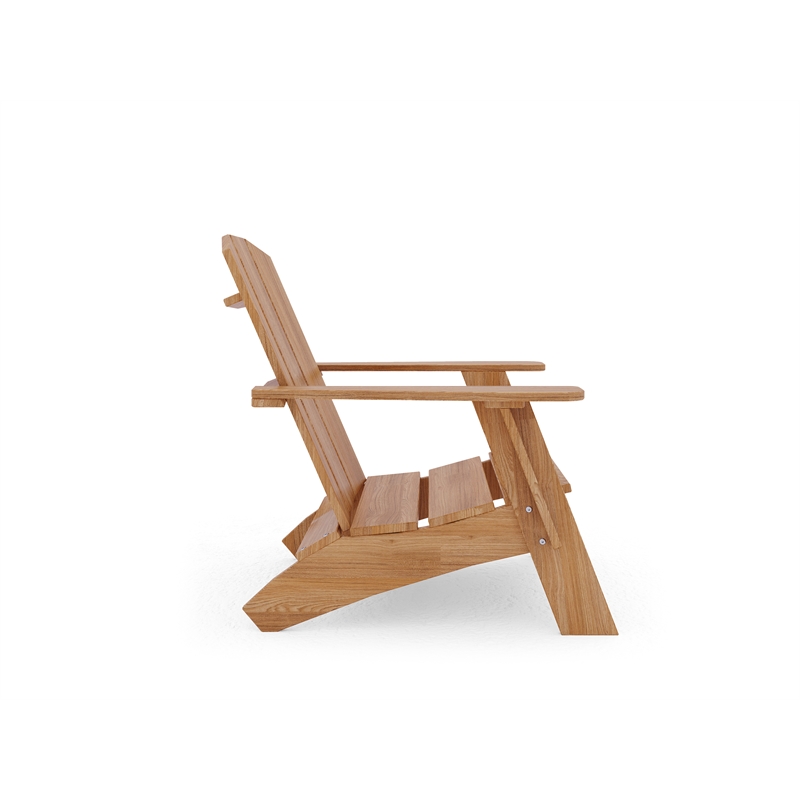 Pemberly Row Contemporary Teak Outdoor Adirondack Lounge Chair