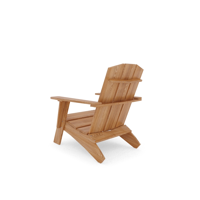 Pemberly Row Contemporary Teak Outdoor Adirondack Lounge Chair