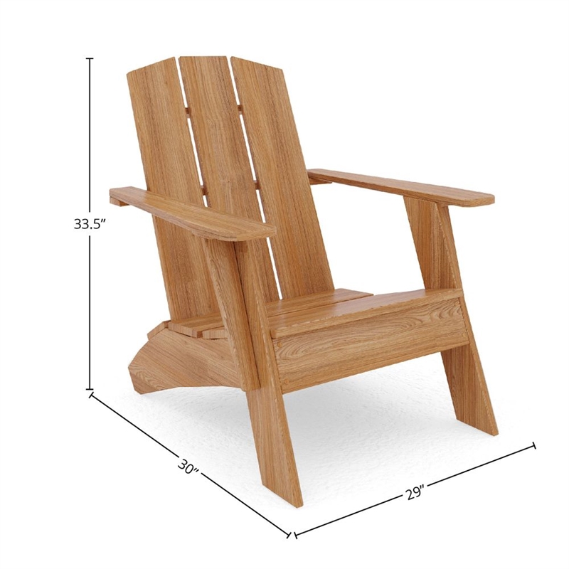 Pemberly Row Contemporary Teak Outdoor Adirondack Lounge Chair
