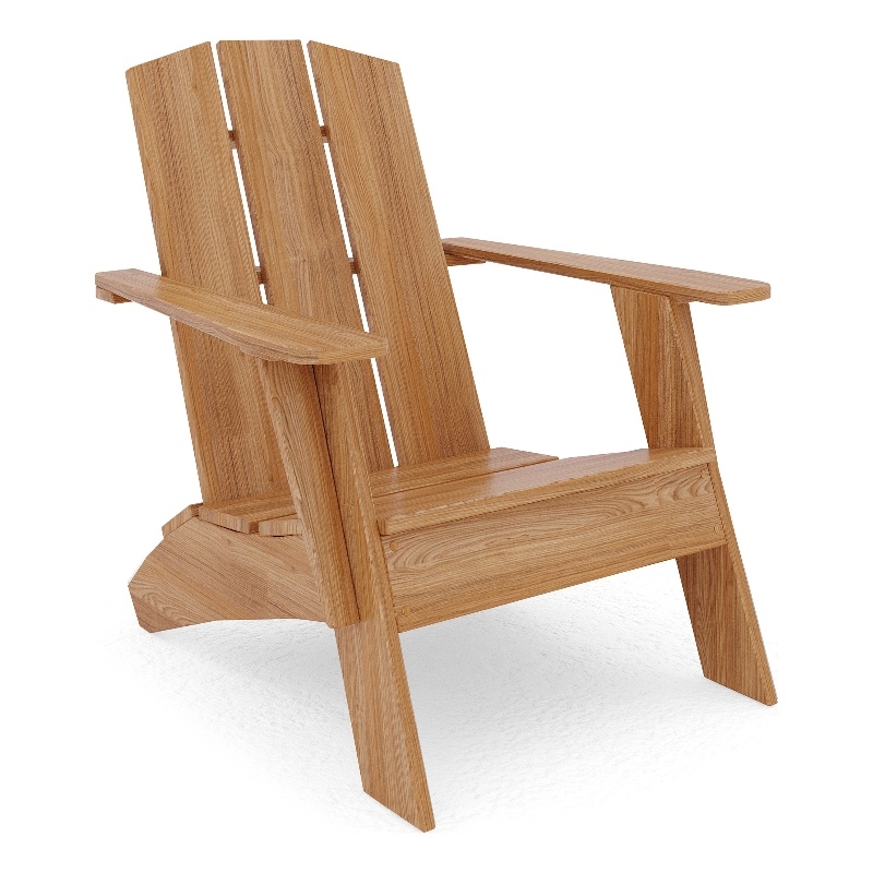 Pemberly Row Contemporary Teak Outdoor Adirondack Lounge Chair