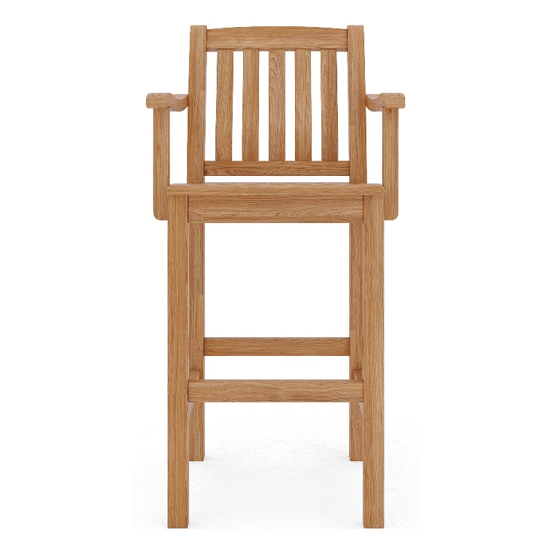Pemberly Row Premium Teak Hand Sanded Finish Outdoor Bar Armchair