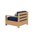 Pemberly Row Modern Teak Outdoor Club Chair with Navy Fabric Cushion
