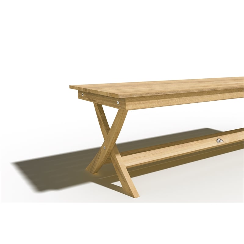 Pemberly Row Contemporary 3 Person Teak Outdoor Bench in Teak