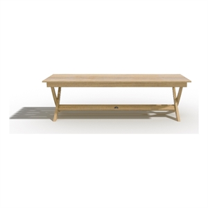 Pemberly Row Contemporary 3 Person Teak Outdoor Bench in Teak