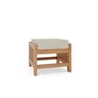 Pemberly Row Modern Teak Outdoor Ottoman with Canvas Cushions in Beige