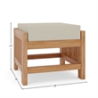 Pemberly Row Modern Teak Outdoor Ottoman with Canvas Cushions in Beige