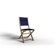 Pemberly Row Contemporary Teak Outdoor Folding Chair in Blue