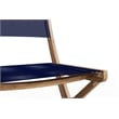 Pemberly Row Contemporary Teak Outdoor Folding Chair in Blue