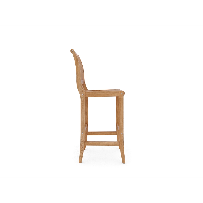 Pemberly Row Premium Teak Hand Sanded Finish Outdoor Bar Chair