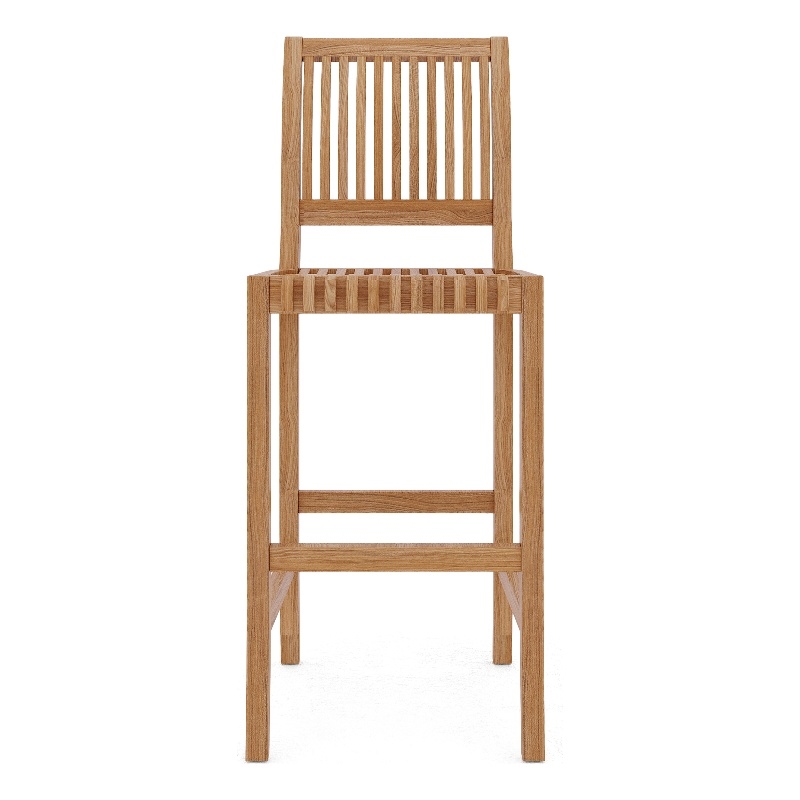 Pemberly Row Premium Teak Hand Sanded Finish Outdoor Bar Chair