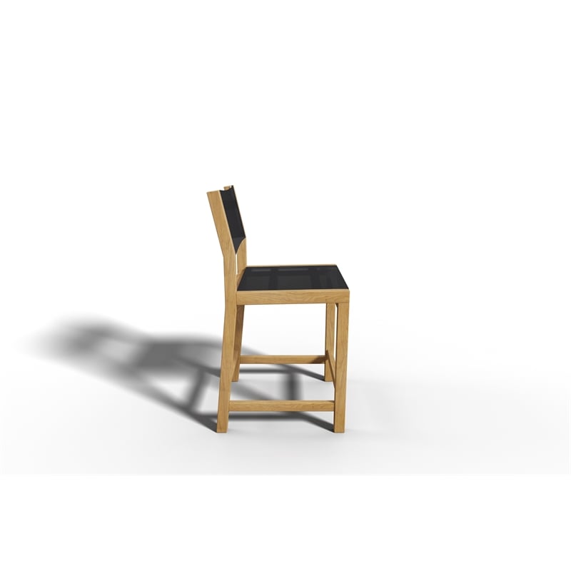 Pemberly Row Modern Teak Outdoor Counter Height Stool in Black