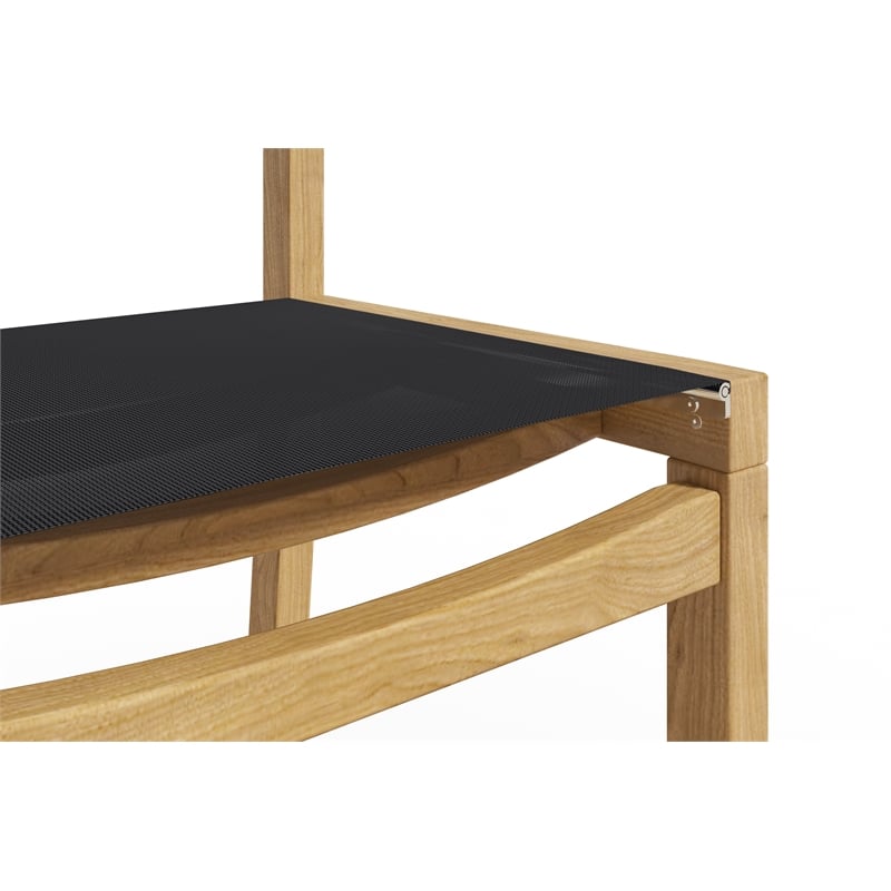 Pemberly Row Modern Teak Outdoor Counter Height Stool in Black