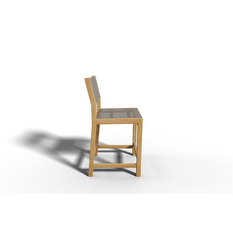 Pemberly Row Modern Teak Outdoor Counter Height Stool in Taupe