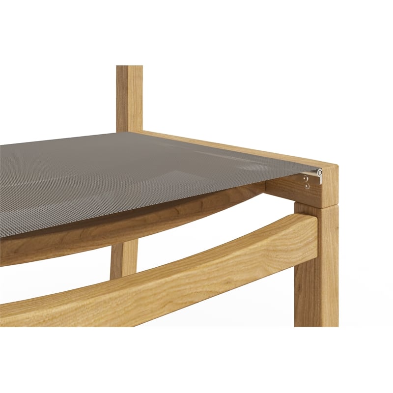 Pemberly Row Modern Teak Outdoor Counter Height Stool in Taupe