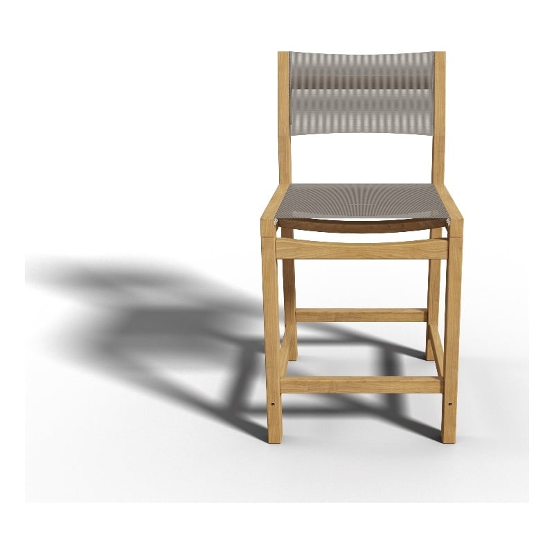 Pemberly Row Modern Teak Outdoor Counter Height Stool in Taupe