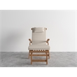 Pemberly Row Modern Teak Folding Outdoor Deck Chair Lounge with Beige Cushions