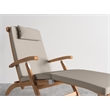 Pemberly Row Modern Teak Folding Outdoor Deck Chair Lounge with Beige Cushions
