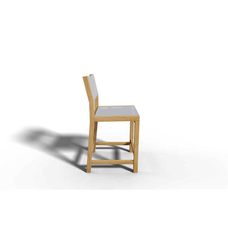 Pemberly Row Modern Teak Outdoor Counter Height Stool in White