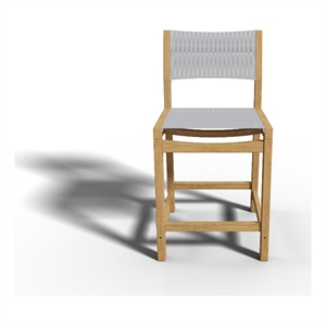 Pemberly Row Modern Teak Outdoor Counter Height Stool in White