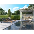 Pemberly Row Modern Teak Outdoor Reclining Chaise Lounger in Black with Wheels